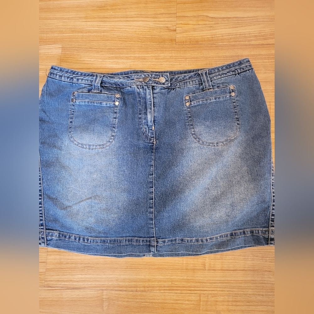 MXM Denim Jean Skort Skirt Women's Size 20 Pockets Blue